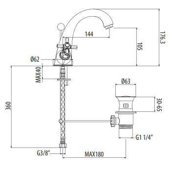 Смеситель для раковины Gattoni Trd TR320/18C0 хром
