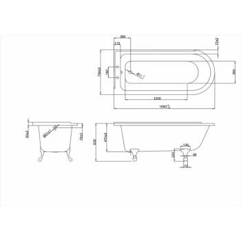 Акриловая ванна Burlington 169x75 E13