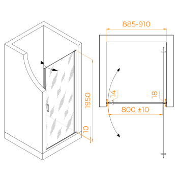 Душевая дверь RGW Leipzig LE-003 распашная 90 см 351200309-11