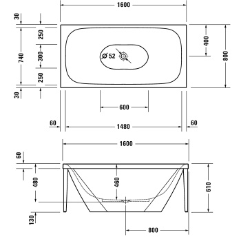 Акриловая ванна Duravit XViu 160x80 700444000B20000