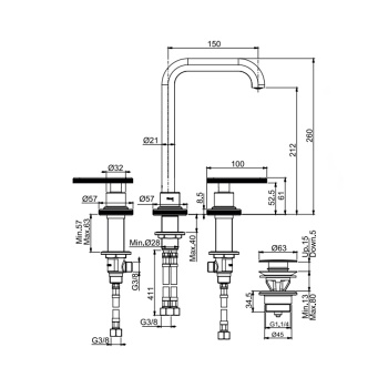 Смеситель для раковины высокий Fima Carlo Frattini Park Lane F1311ZL click-clack, бронза