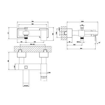 Смеситель для ванны Gessi Rettangolo 20013.299 Matte Black