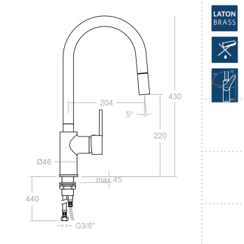 Смеситель для кухни Ramonsoler Drako с выдвижной лейкой 337902V1