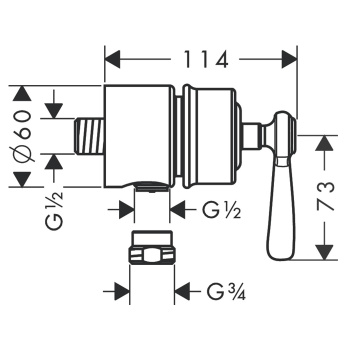Axor Montreux, Шланговое подсоединение Fixfit Stop, с рычаговой рукояткой, цвет: никель шлифованный 16883820