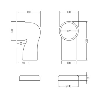 Колено из керамики вертикальное Devon&Devon для слива унитаза белый IBRC