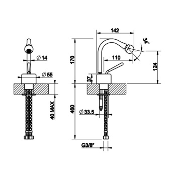 Смеситель для биде Gessi Goccia 33807.031 Chrome