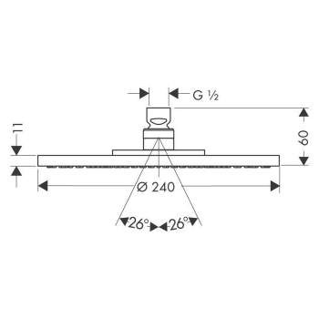 Axor Starck Верхний душ 24см., потолочный, 1 jet, &frac12;, цвет: хром 28494000