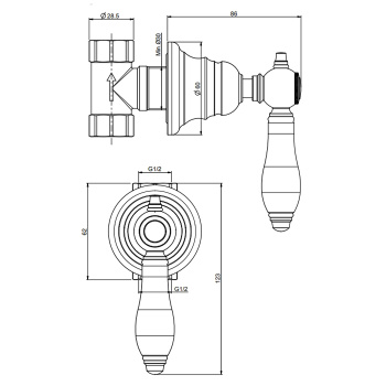 Запорный вентиль Fima Carlo Frattini Herend 1/2, черные ручки, золото F5413/1CNOR