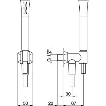 Душевой гарнитур Cisal Cherie ручная лейка,шланг 150 см,вывод с держателем, хром CE00303021