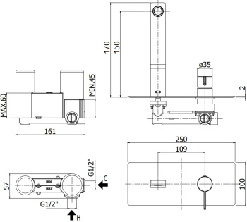 Смеситель для раковины Paffoni Jo RO104ST черный