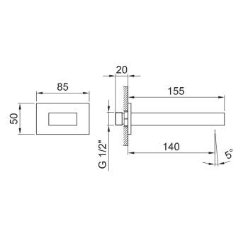 Излив для ванны Fantini Ar/38 настенный, хром 38 02 3341