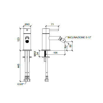 Смеситель на биде Almar Bidet copper brushed pvd E214003.CO