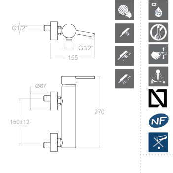 Смеситель для душа Ramonsoler Drako 3308T3