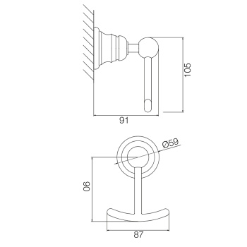Крючок двойной Fima Carlo Frattini Accessori подвесной, золото F6064/2OR