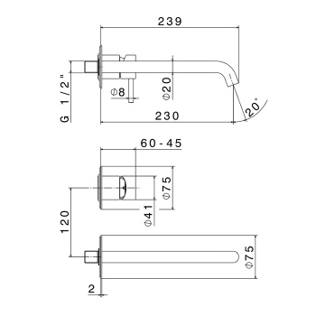Смеситель для раковины настенный Newform X-steel 316 69630EX.50.050 сталь