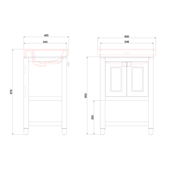 Тумба под раковину Burlington Riviera RIVF580W-R белый/хром