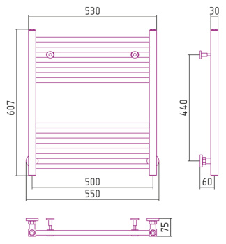 Полотенцесушитель водяной Сунержа МОДУС 600х500 00-0250-6050