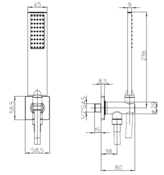 Bossini Flat One Душевая лейка с держателем и шлангом 150 см, цвет черный матовый CB4006.073