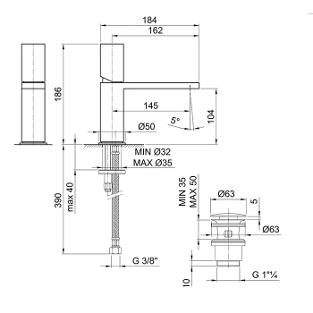 Смеситель для раковины Fantini Milano 31 02 3003F хром