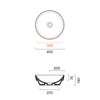 Раковина Catalano Sfera 40 h14 встраиваемая, без отв, Sabbia Satinato 524400029