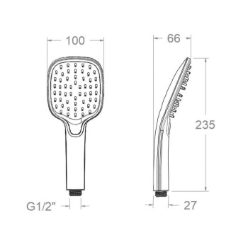 Душевая лейка Ramonsoler овальная кнопка 3 режима abs 4914q3nc никель 4914Q3NС