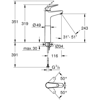 Смеситель для раковины Grohe Euroeco 24273001