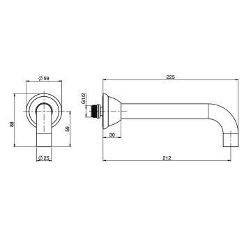 Излив для ванны Fima Carlo Frattini Olivia настенный, 22, золото F2156OR