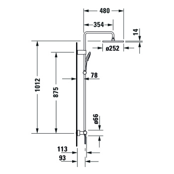 Duravit Wave Душевая система с термостатом, ручной душ с регулировкой высоты, душевой шланг 1600 мм, ручной душ 3 режима 110 мм, черный матовый