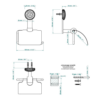Держатель туалетной бумаги THG Hirondelles Gold Stamped A4L-A02-538AC хром