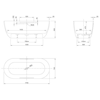 Ванна из искусственного камня KNIEF Lotus 170x75 0600-609-01