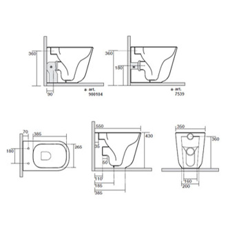 Унитаз напольный Kerasan Tribeca 55 511881 приставной, c креплением WB5N, Nocciola