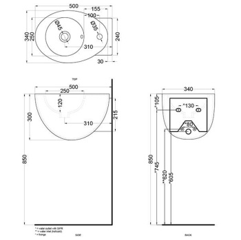 Раковина подвесная Cielo Le Giare LGLS PL 34 см голубой