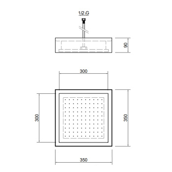 Внешний верхний душ Antonio Lupi Fuorimeteo 35х35, с подсветкой, белый А0002423640