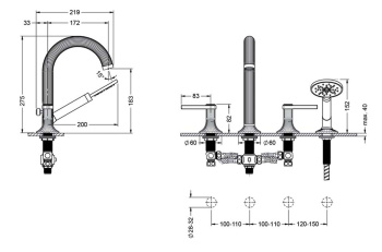Смеситель для ванны Jorger Cronos 637.40.107.000 chrome