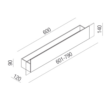 Полочка Agape Sen, 60см,с удлиненной передней частью, подвесная, черный ASEN0927NS