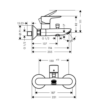 Смеситель Hansgrohe Talis E 71740000 для ванны с душем