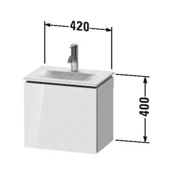 Duravit L-Cube Тумба подвесная под раковину # 073345, 1 дверца, петли слева, 400x440x311мм, цвет White High Gloss