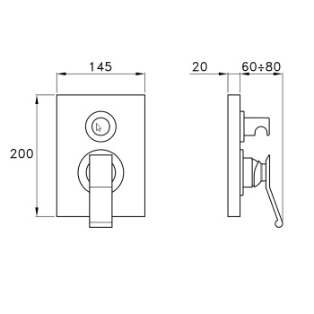 Внешняя часть встраиваемого смесителя душа Stella Casanova хром CS 01405 CR00