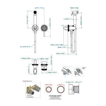 Гигиенический душ THG Hirondelles Gold Stamped A4L-A02-5840/MBG хром