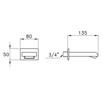 Настенный излив для ванны Stella Casanova 0/250, хром CS 09000 CR00