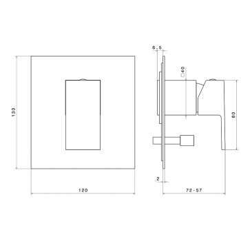 Встроенный однорычажный смеситель FUTURA для душа с переключателем Kerama Marazzi на 2 источника хром 66470EKM.21.018