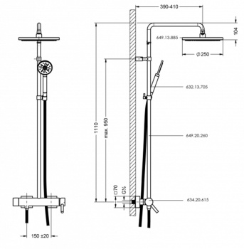 Душевой гарнитур Jorger Charleston Square 649.13.885.000 chrome