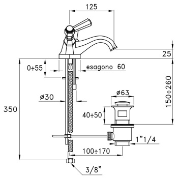 Смеситель для раковины Stella Eccelsa Leve 3219 EL 00008 AU00 золото