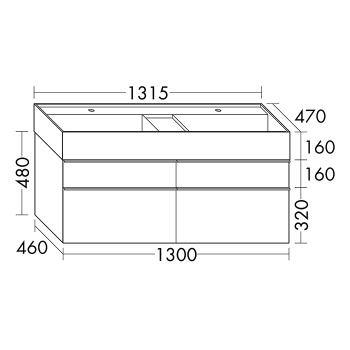 Burgbad Yumo Комплект подвесной мебели 131x47x64 см, цвет: белый SFKO132 F3193 C0001*2