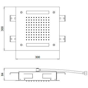 Душевая лейка потолочная Almar 500х500, 3 режима, черный матовый, E044139.MB