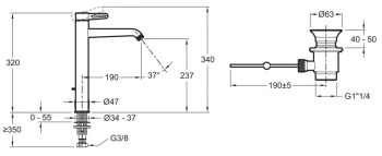 Смеситель для раковины Jacob Delafon Nouvelle Vague E78337-BLV черный