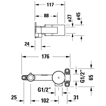 Duravit  Базовый комплект однорычажного смесителя для умывальника для скрытого монтажа