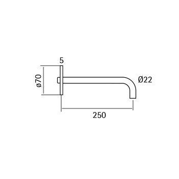 Излив Cisal Less New настенный, 250 мм, нержавеющая сталь ZZ9A7800D1