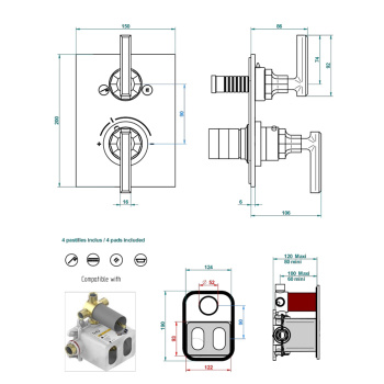 Смеситель для душа THG Les Ondes à Manettes G8B-C01-5600BE matt nickel