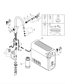 Смеситель для кухни GROHE Blue Home, с функциями фильтрации, охлаждения и газирования воды, хром, 31